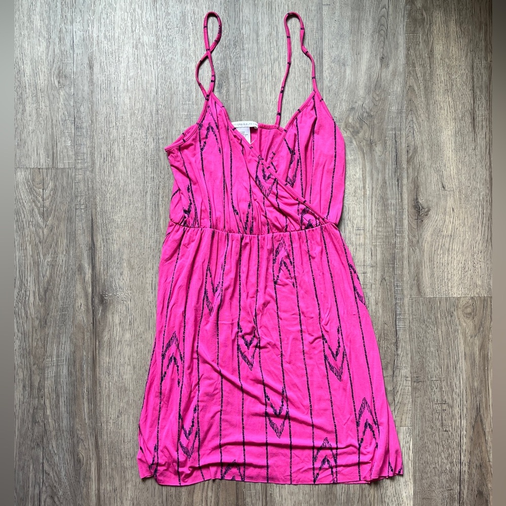 Fuchsia Pink & Navy Blue Striped Mini Dress